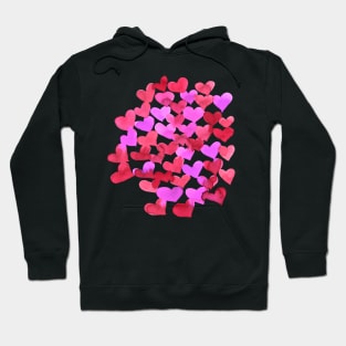 Watercolor melting hearts - pink and red Hoodie